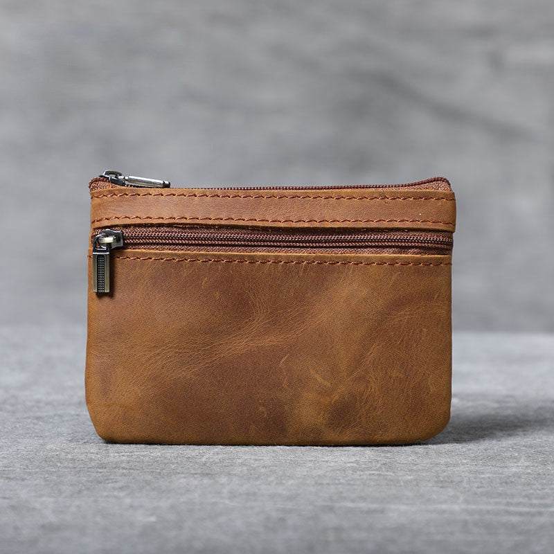 Kompakte Leder Reißverschluss-Münztasche Karnz