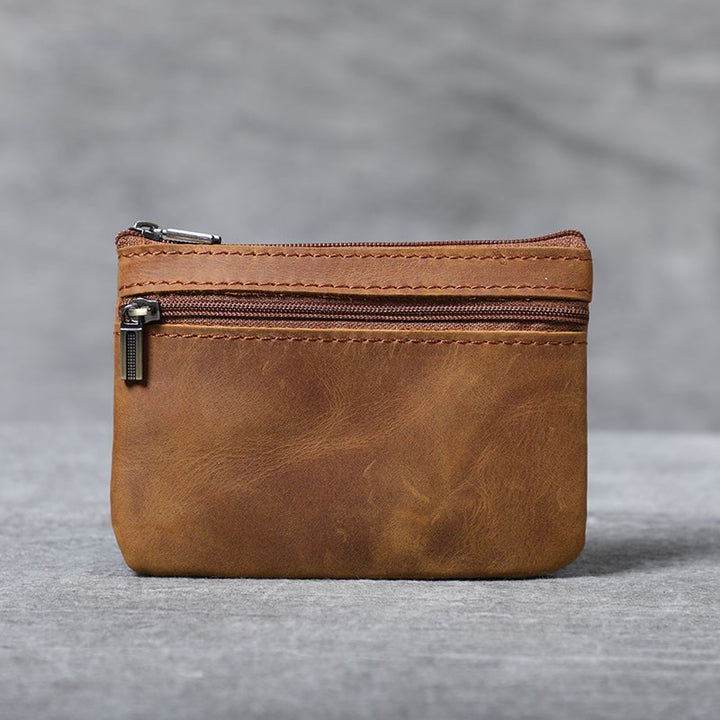 Kompakte Leder Reißverschluss-Münztasche Karnz