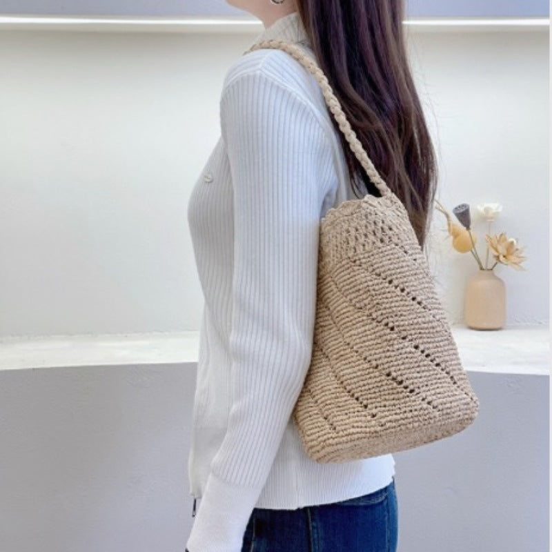 Damen Handgefertigte Basttasche mit eleganter Struktur Karnz