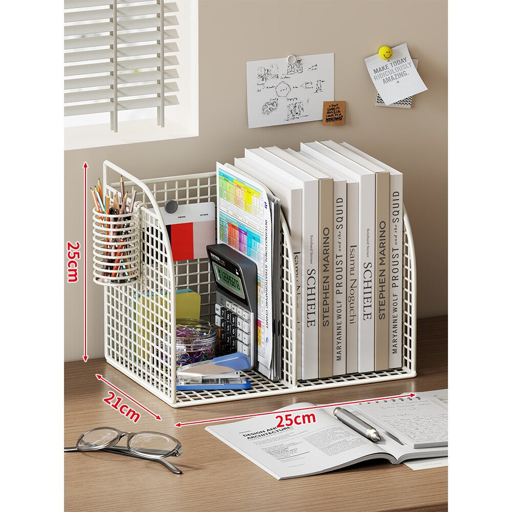 Langer Multi-Slot Desktop-Datei- und Ordner-Organizer mit Stift- und Zubehörhalter