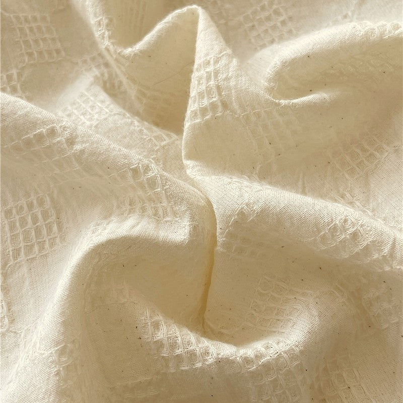 Luxuriöses Jacquard Karo Satin Bettwäsche Set mit Kissenbezügen und tiefem Spannbettlaken