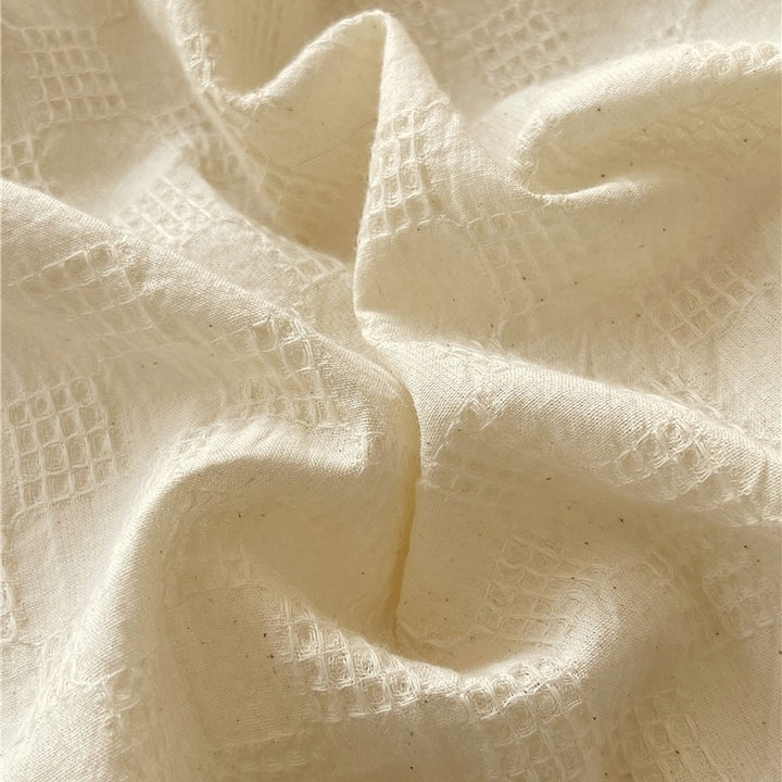 Luxuriöses Jacquard Karo Satin Bettwäsche Set mit Kissenbezügen und tiefem Spannbettlaken