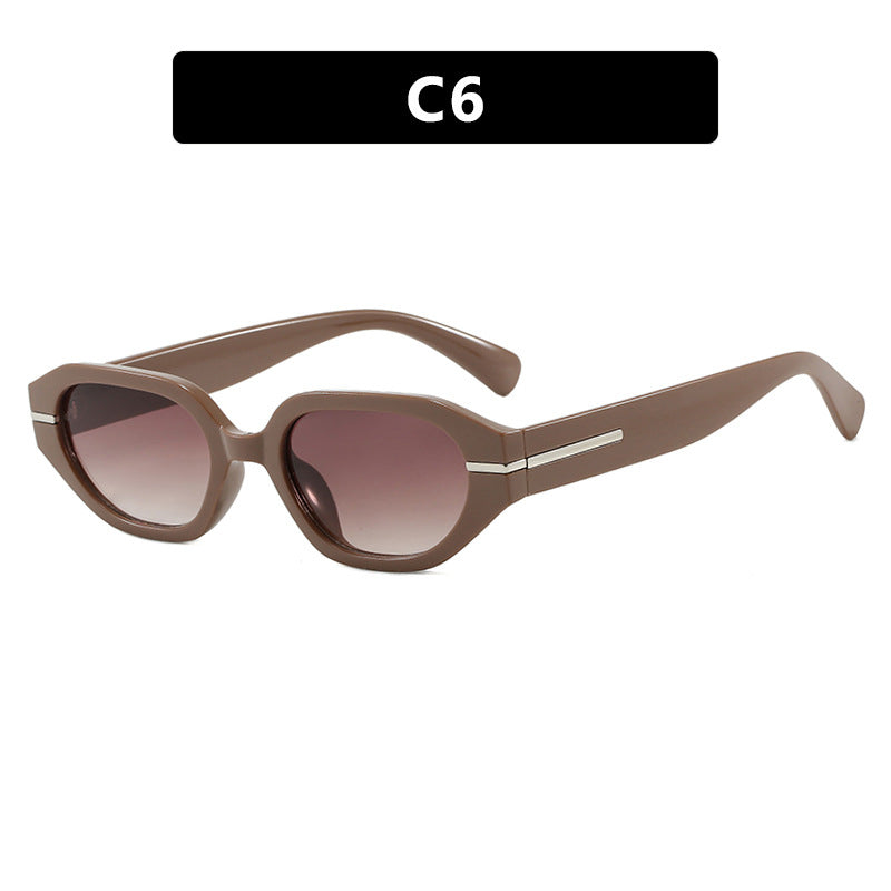 Damen stilvolle geometrische Sonnenbrille mit verspiegelten Gläsern und einzigartigem Rahmen Karnz