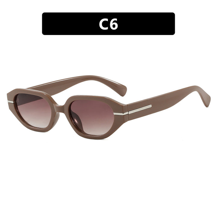 Damen stilvolle geometrische Sonnenbrille mit verspiegelten Gläsern und einzigartigem Rahmen Karnz