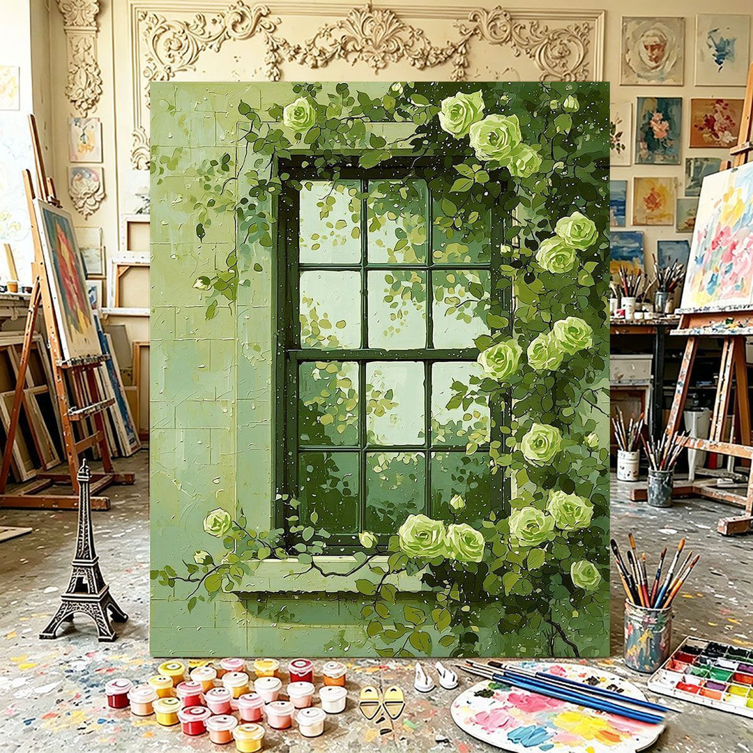 Botanische Fenster Leinwandkunst Karnz