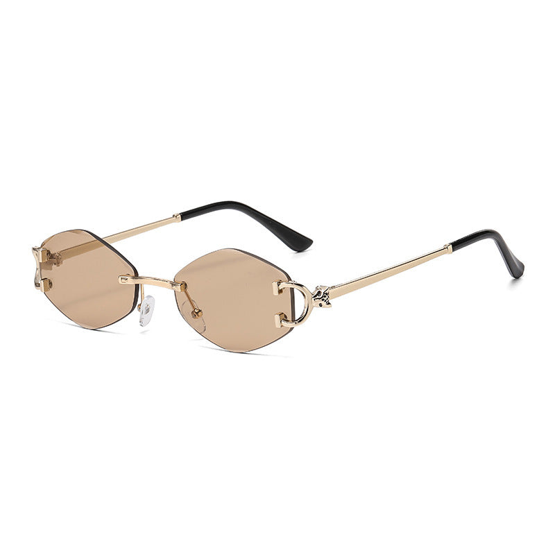 Damen futuristische Sonnenbrille mit auffälligem Hexagonalrahmen und hochwertigen Glitzerakzenten Karnz