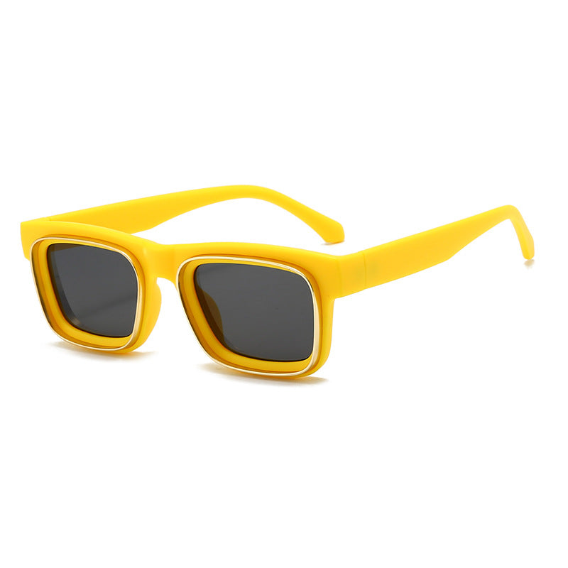 Damen modische quadratische Sonnenbrille mit kontrastierendem Rahmen Karnz