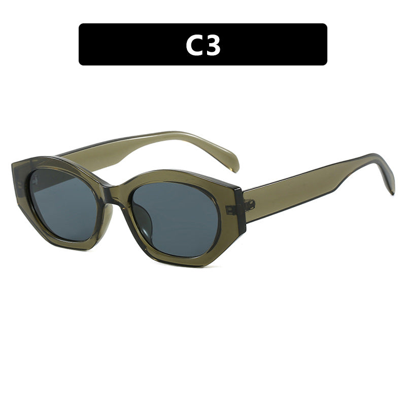 Damen geometrische Sonnenbrille mit trendigem, transparentem Rahmen Karnz