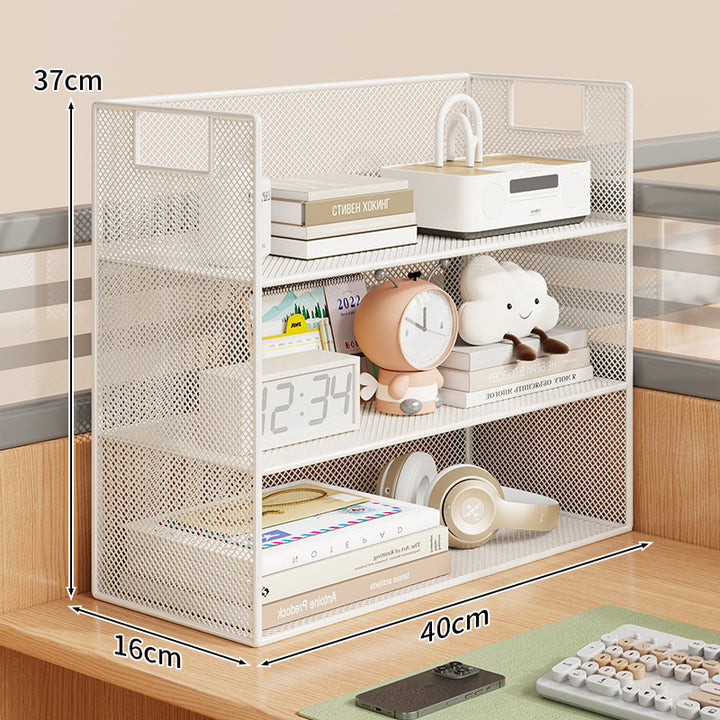Mesh Desktop Open-Shelf Organizer mit integrierten Griffen und Trennwänden