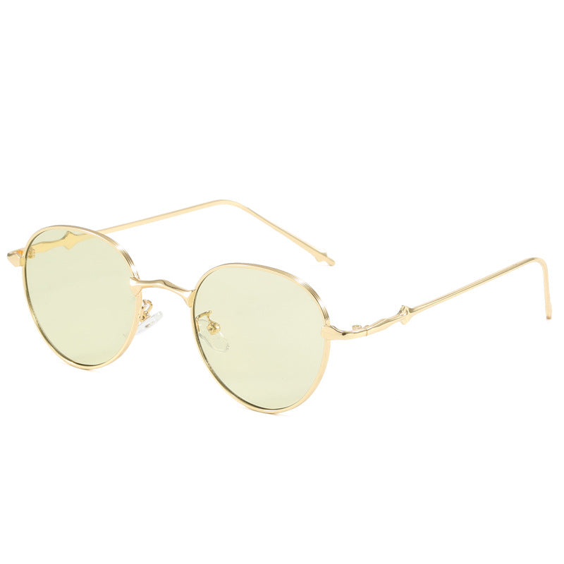 Damen elegante runde Sonnenbrille mit modischem Metallrahmen Karnz