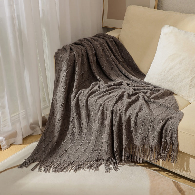 Gemütliche strukturierte gestrickte Wurfdecke
