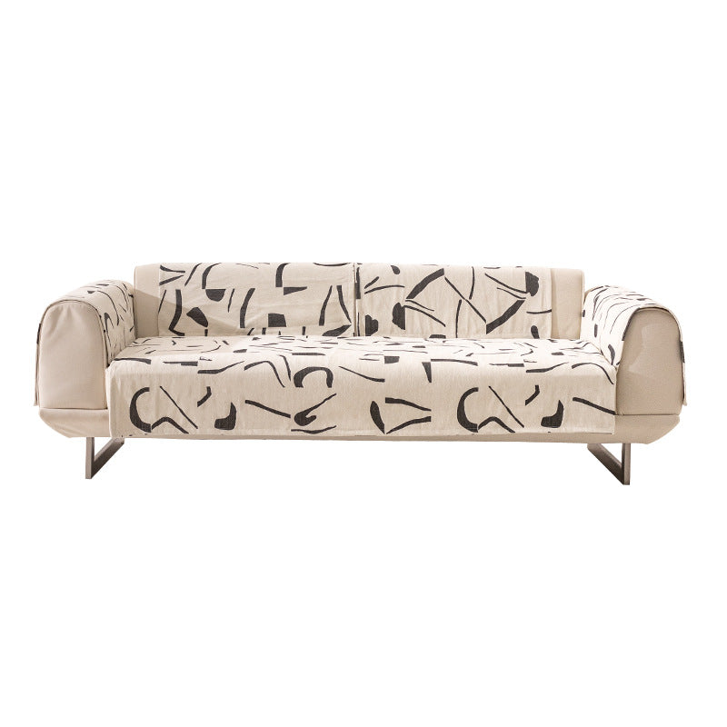 Stretch-Sofabezug mit abstraktem Allover-Print, elastischem Saum und pflegeleichtem Baumwollmix
