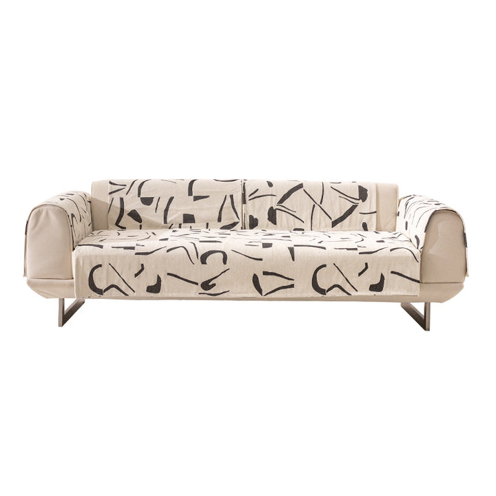 Stretch-Sofabezug mit abstraktem Allover-Print, elastischem Saum und pflegeleichtem Baumwollmix