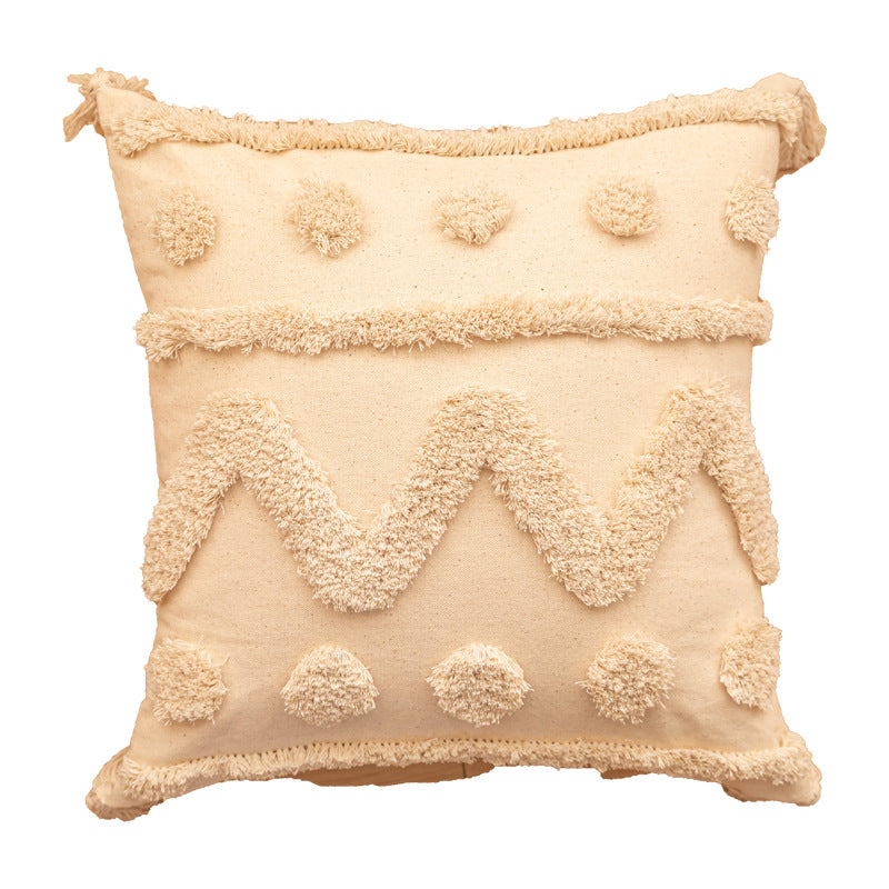 Texturiertes Tufted Boho Shag Akzent-Wurfkissen mit Quasten-Ecken und abnehmbarem Bezug