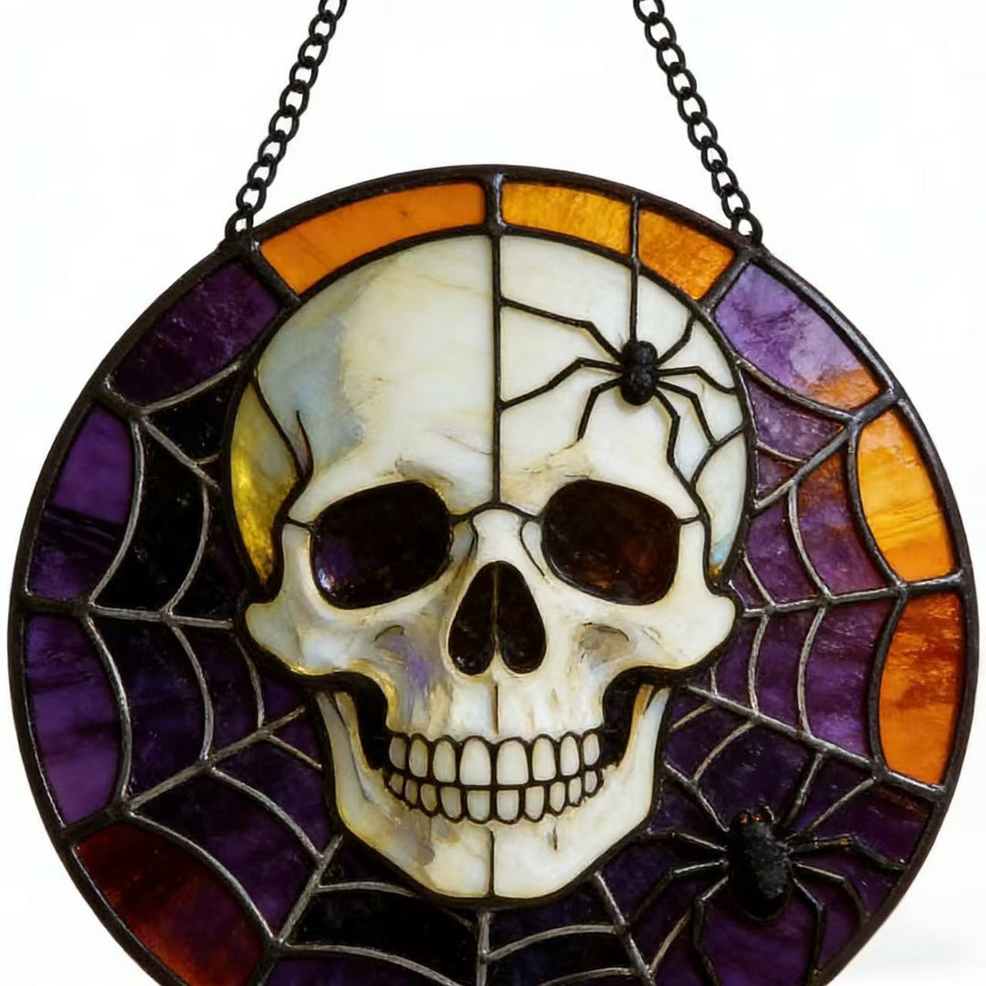 Dekorative Totenkopf Buntglas Wandkunst Karnz