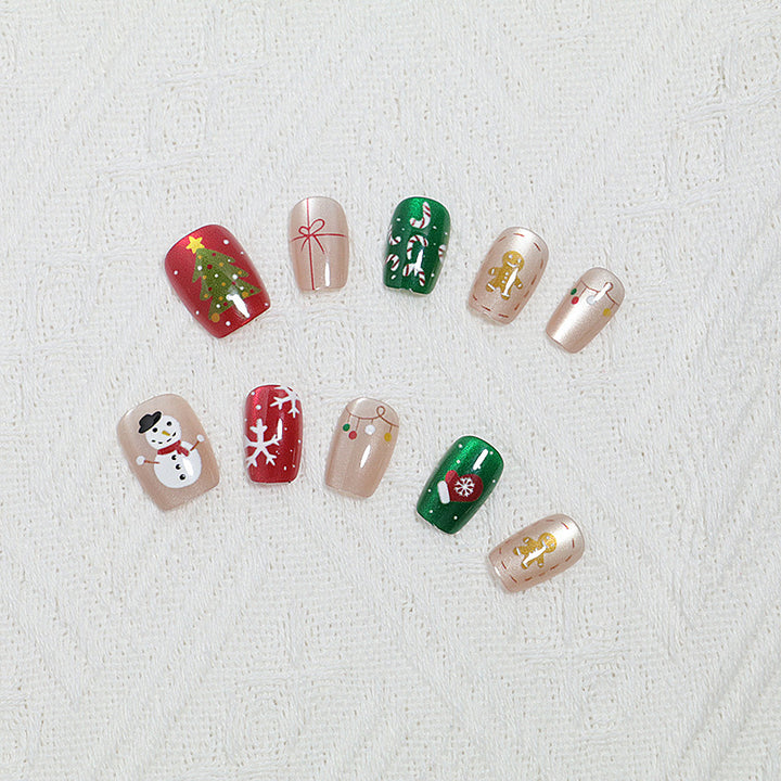 Festliches, ferie-themed Press-On Nail Art Set Karnz