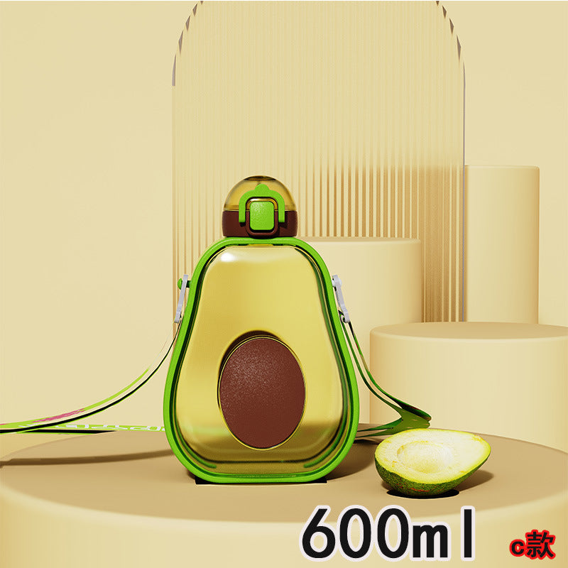 Damen Avocado Trinkflasche mit auslaufsicherem Verschluss und integriertem Tragegurt Karnz