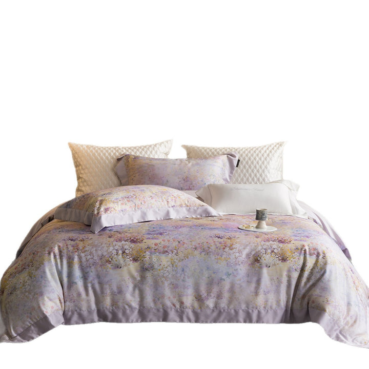 Blumen Aquarell Baumwoll-Satin Bettbezug Set