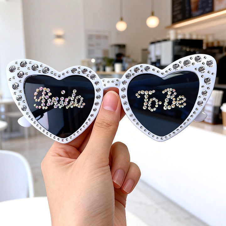 Rhinestone-besetzte Herzförmige Sonnenbrille Karnz