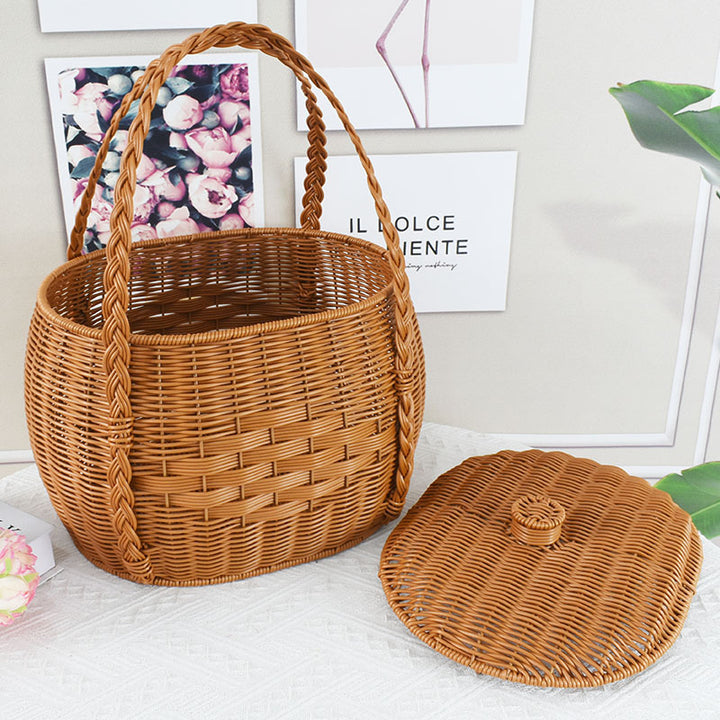 Handgefertigter Rattan Aufbewahrungskorb Karnz