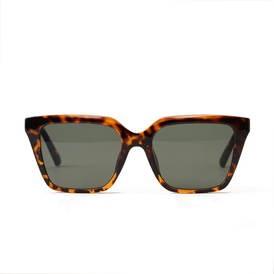Damen geometrische Sonnenbrille mit schützendem UV-Filter und stylischem Schildpatt-Design Karnz