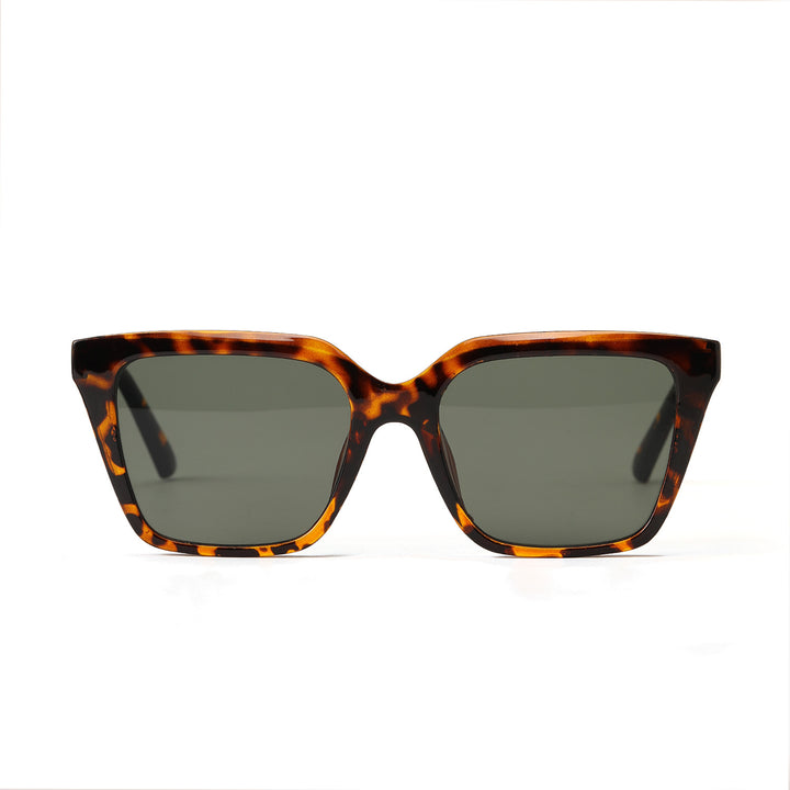 Damen geometrische Sonnenbrille mit schützendem UV-Filter und stylischem Schildpatt-Design Karnz