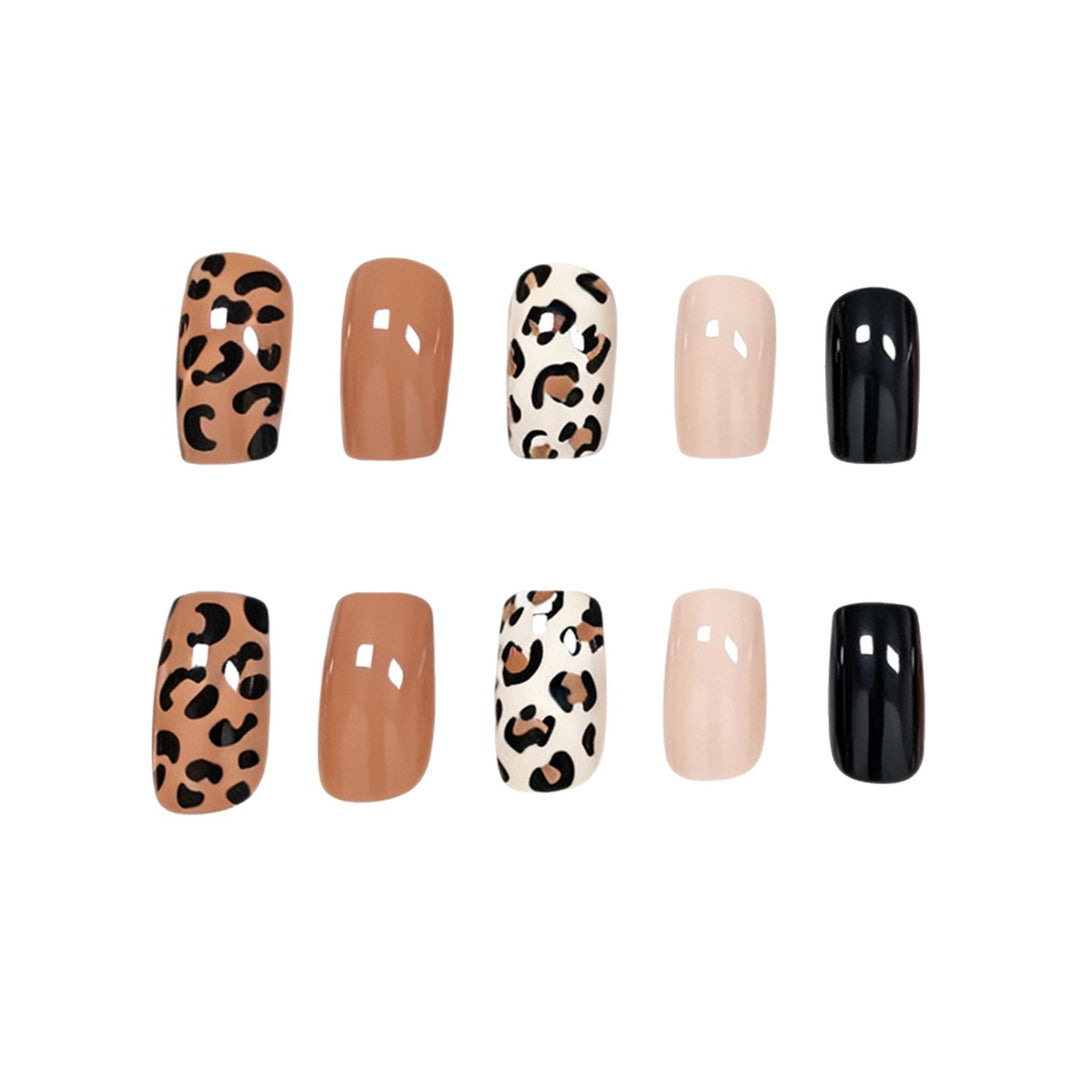 Elegante Leopardenmuster Acryl Nagelkunst Karnz