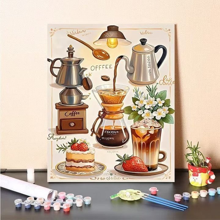 Kaffee-Themen Malen nach Zahlen Leinwand Kunstset Karnz