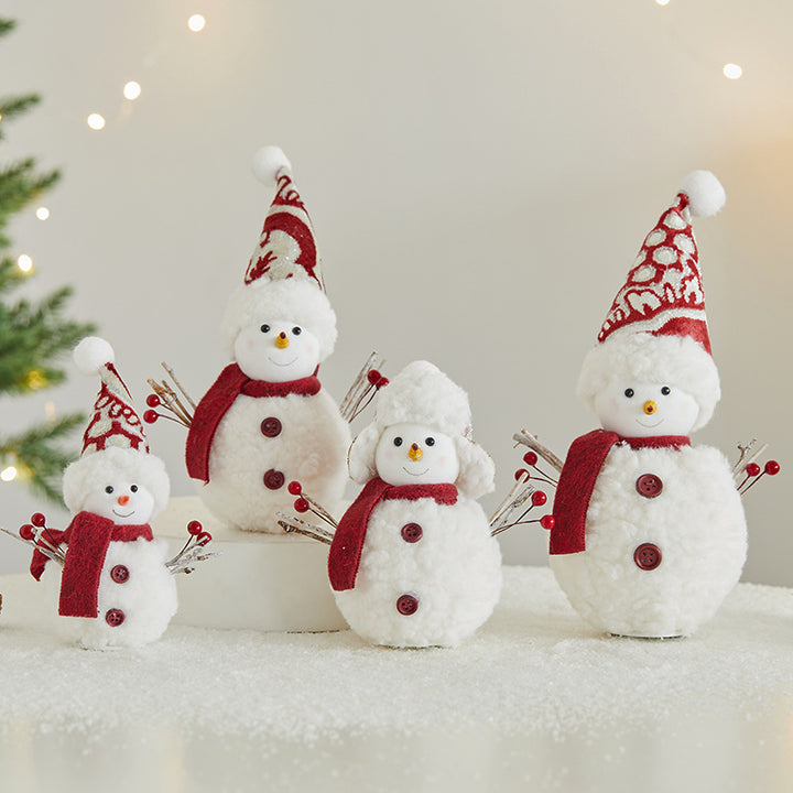 Verspielte Plüsch-Schneemann-Figur