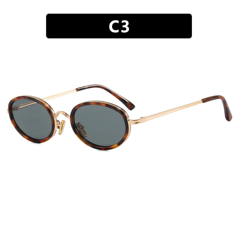 Damen elegante runde Sonnenbrille mit modischem Metallrahmen Karnz