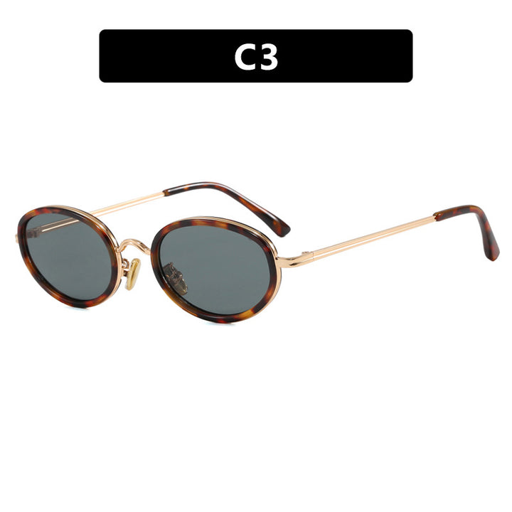 Damen elegante runde Sonnenbrille mit modischem Metallrahmen Karnz