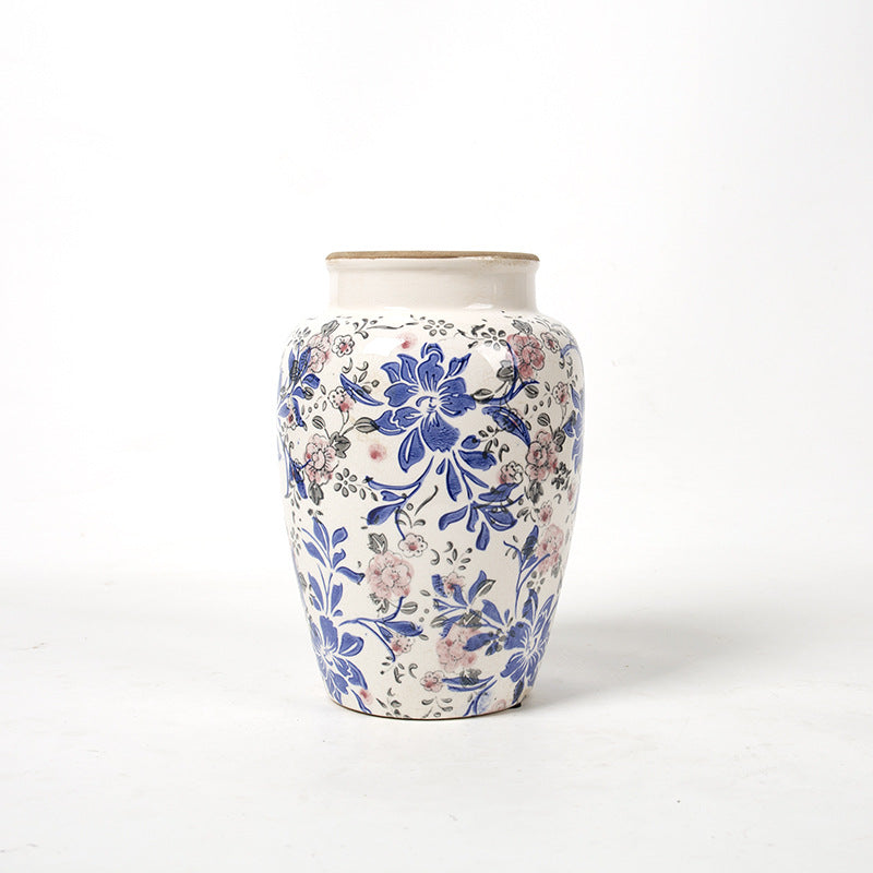 Florale Keramik Vase mit kunstvollem Design Karnz
