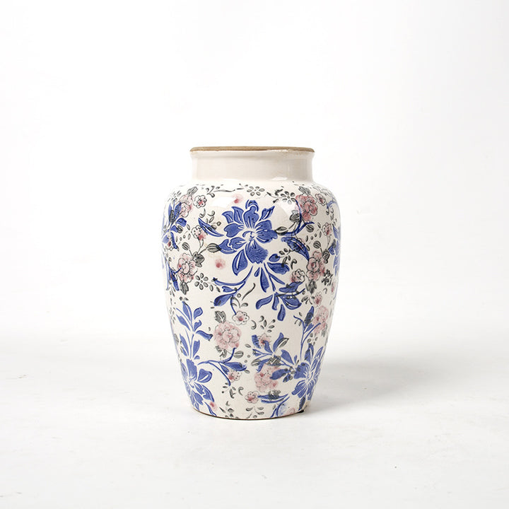 Florale Keramik Vase mit kunstvollem Design Karnz