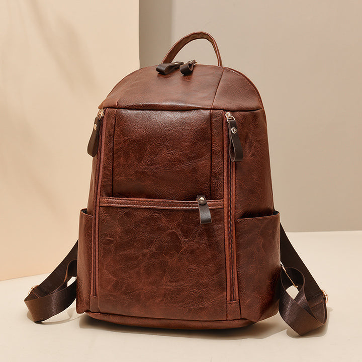 Elegante Multi-Compartt Faux-Leder-Rucksack Karnz