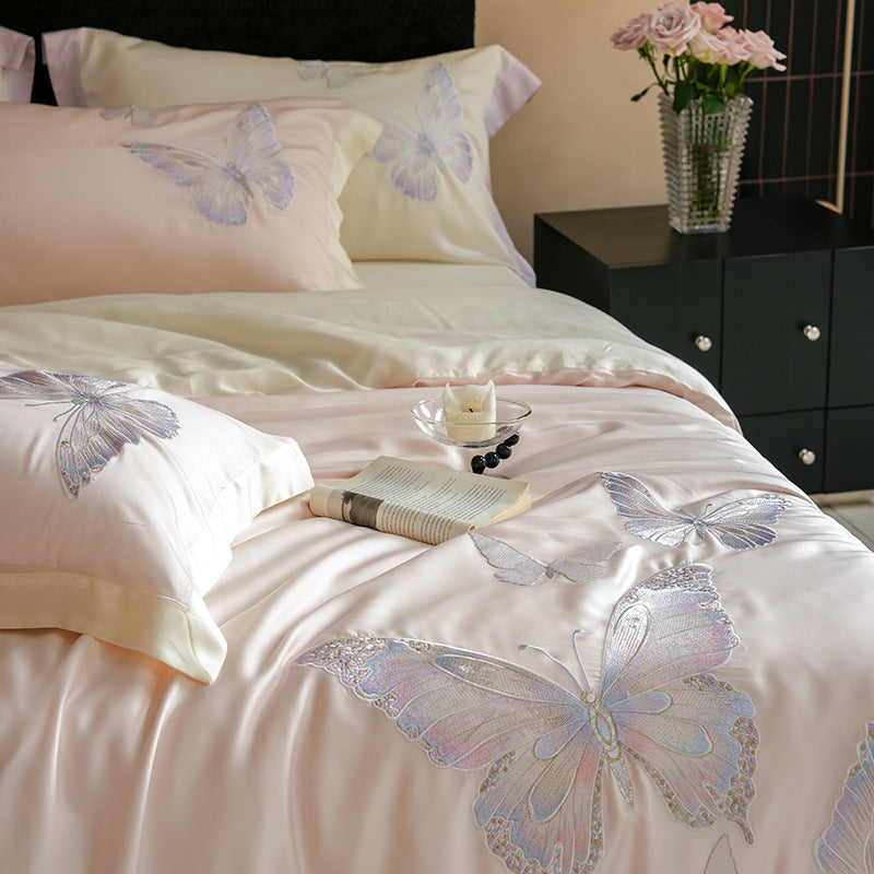 Besticktes Satin Bettbezug Set