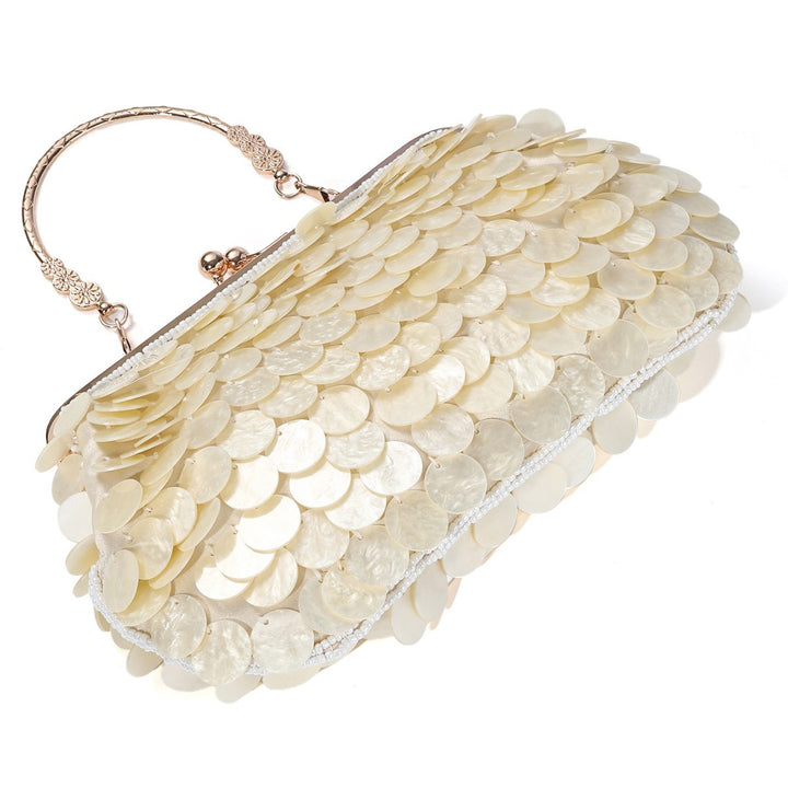 Elegante Muschel-Pailletten Abendhandtasche