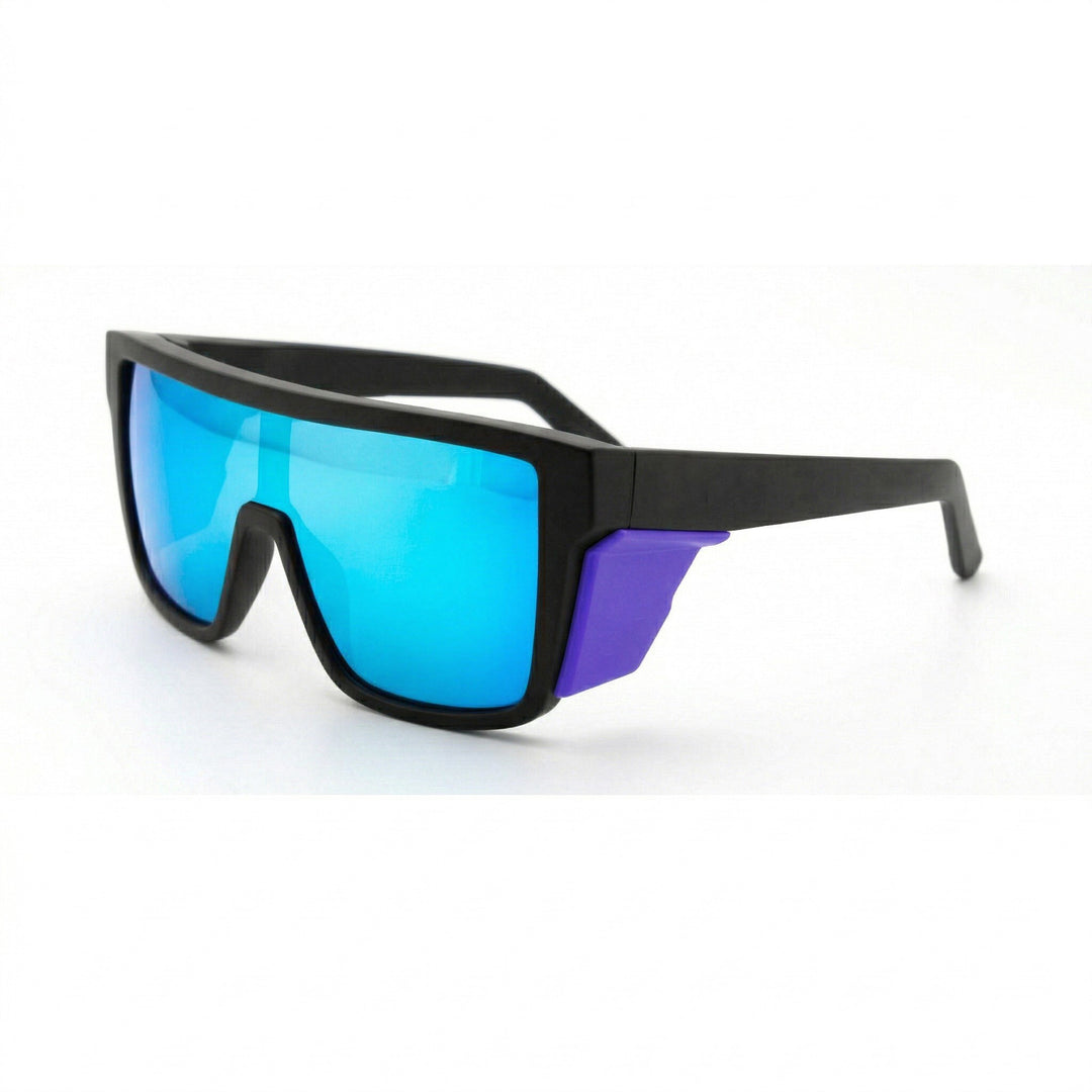 Damen Sportsonnenbrille im modernen Design mit breitem Rahmen und polarisierenden Gläsern Karnz