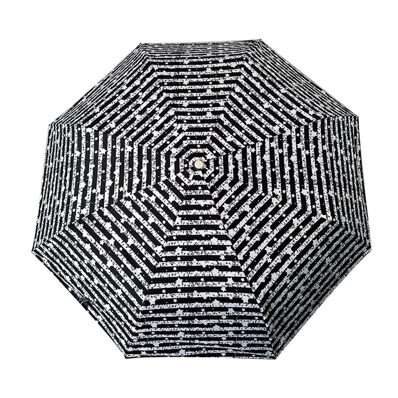 Damen Faltbarer Regenschirm mit stilvollem Streifenmuster Karnz