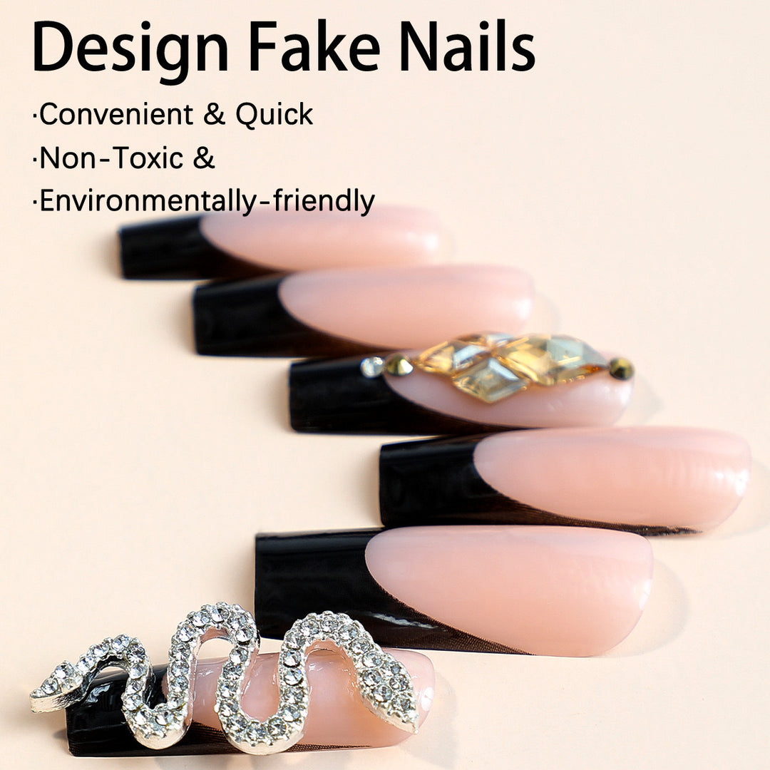 Künstliche Nagelspitzen mit glamourösem Schlangendesign Karnz