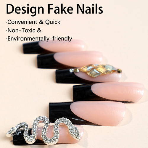 Künstliche Nagelspitzen mit glamourösem Schlangendesign Karnz