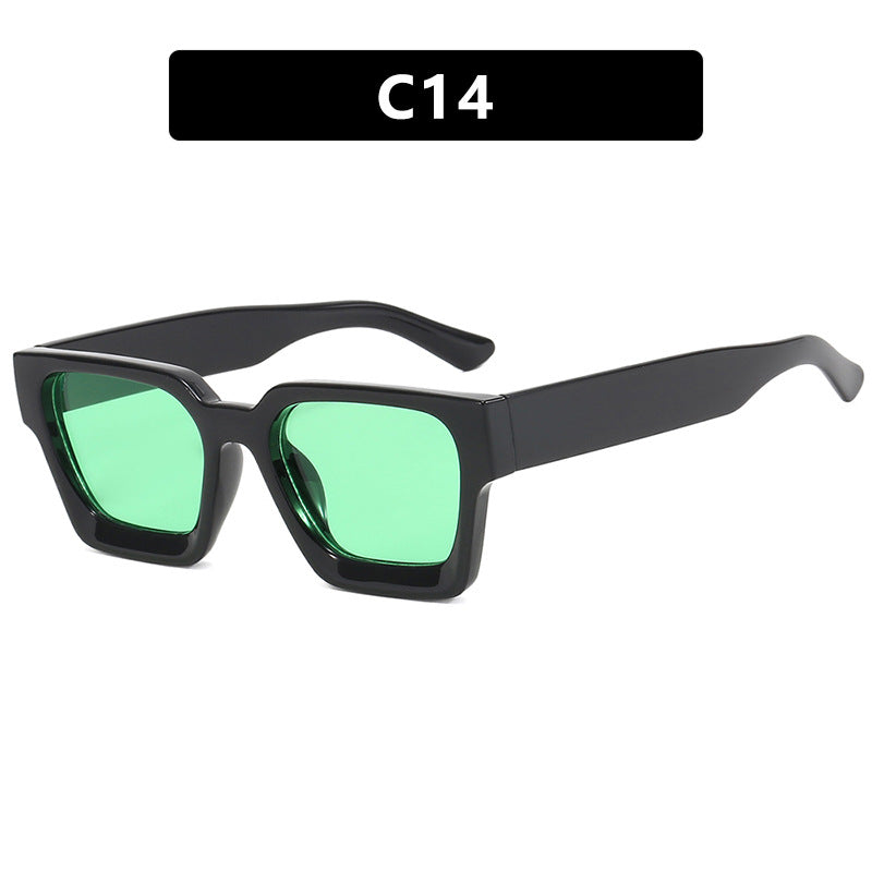 Damen modische quadratische Sonnenbrille mit robustem Rahmen und gelben Gläsern Karnz