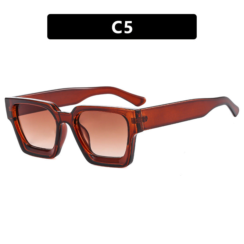 Damen modische quadratische Sonnenbrille mit robustem Rahmen und gelben Gläsern Karnz
