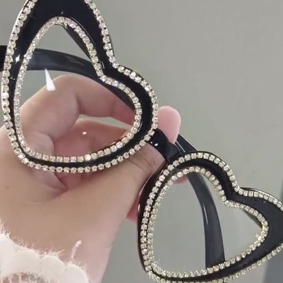 Rhinestone-beschmückte herzförmige Sonnenbrille Karnz