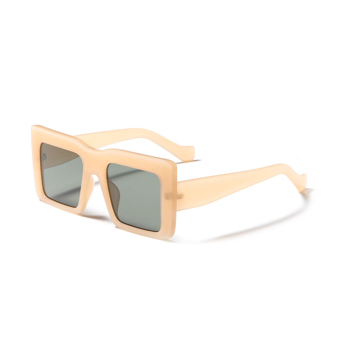 Damen quadratische Sonnenbrille mit transparentem Rahmen und UV-Schutz Karnz