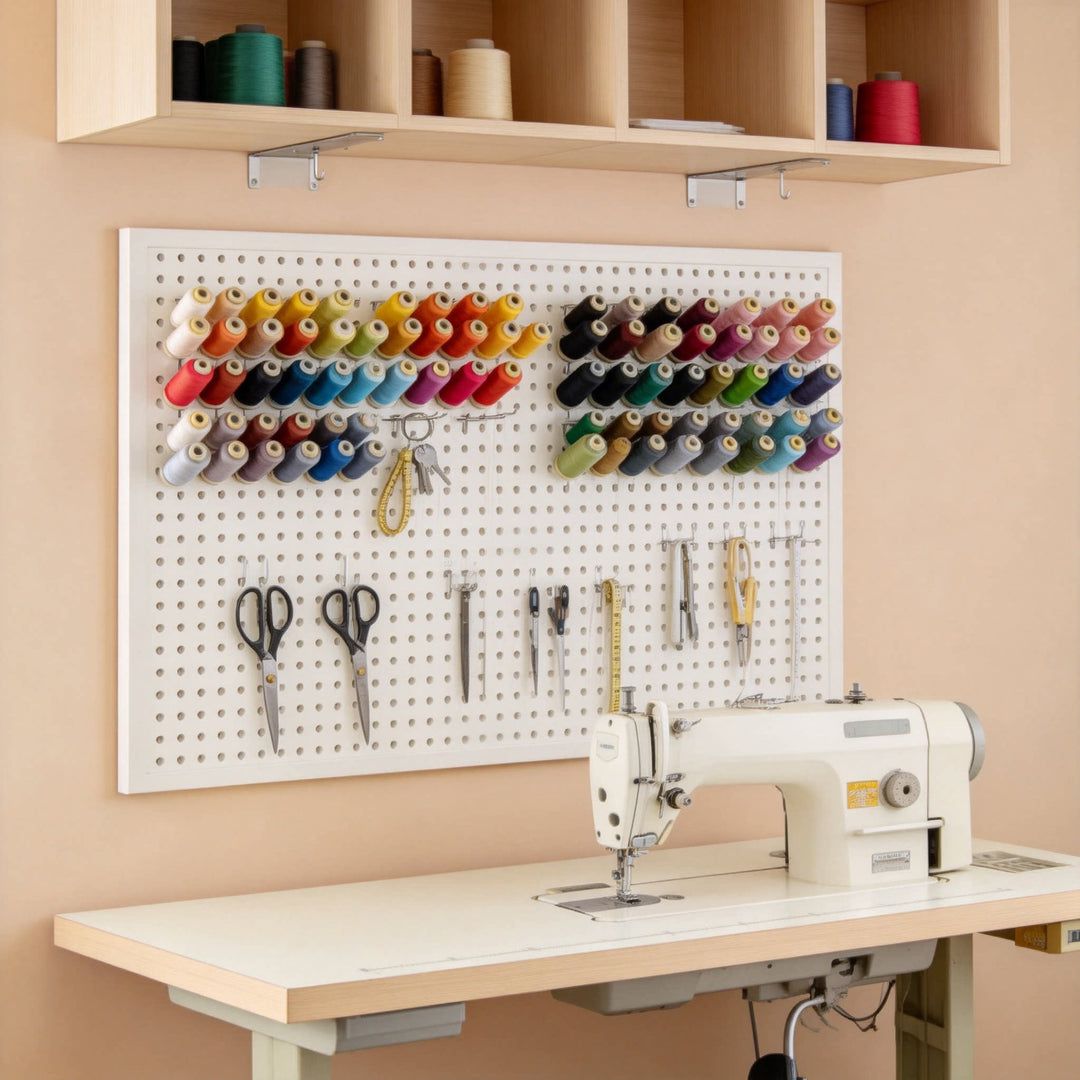 Wandmontiertes Lochplatten-Organisationspaneel mit modularen Haken