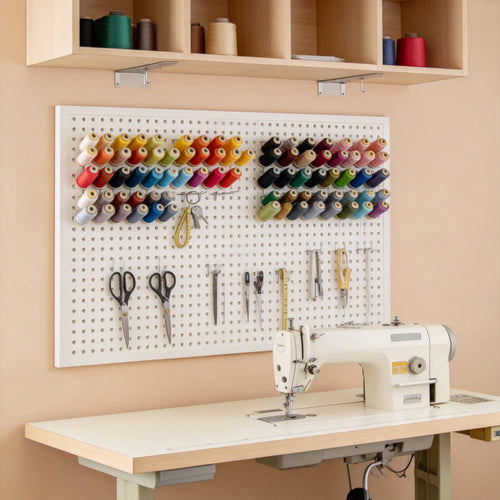 Wandmontiertes Lochplatten-Organisationspaneel mit modularen Haken