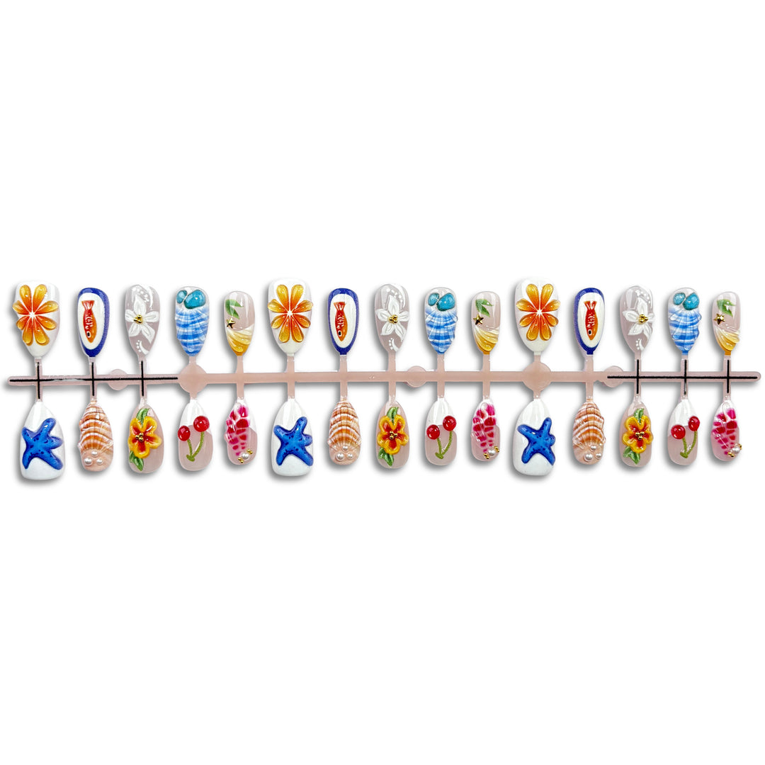 Tropisch inspiriertes Druck-On-Nagelkunst-Set