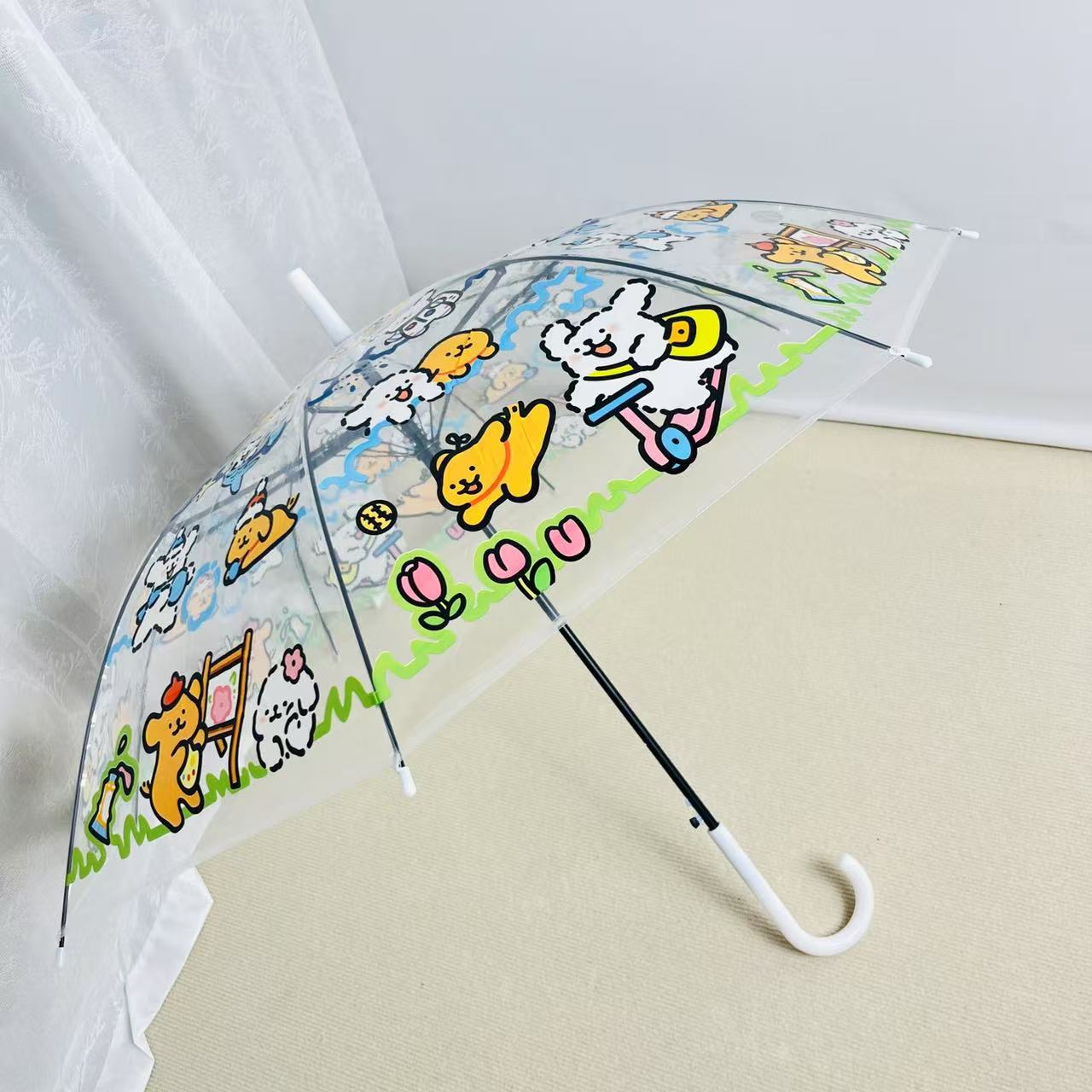 Damen Transparente Regenschirme mit buntem Tierdesign Karnz