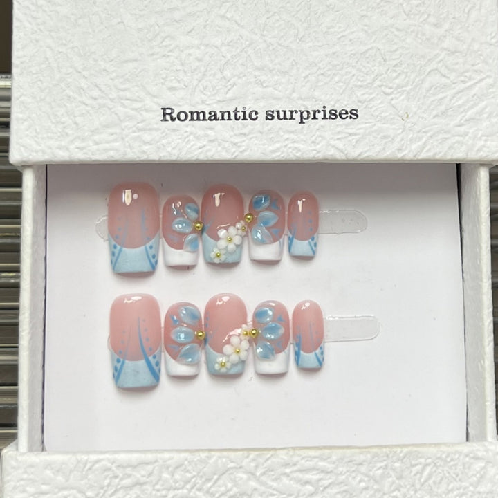Romantisches Blumendesign Druck-Nägel Set