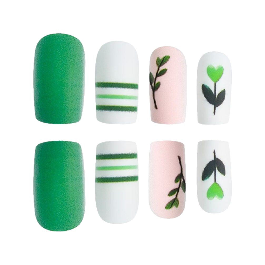 Künstlerisches botanisches Press-On-Nageldesign-Set Karnz